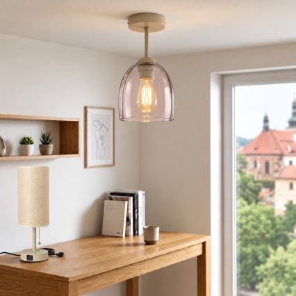 BRILAGI - LED Pritvirtinamas lubų šviestuvas RETRO GLASS 1xE27/60W/230V skers. 17 cm smėlinė/dūminė smėlinė