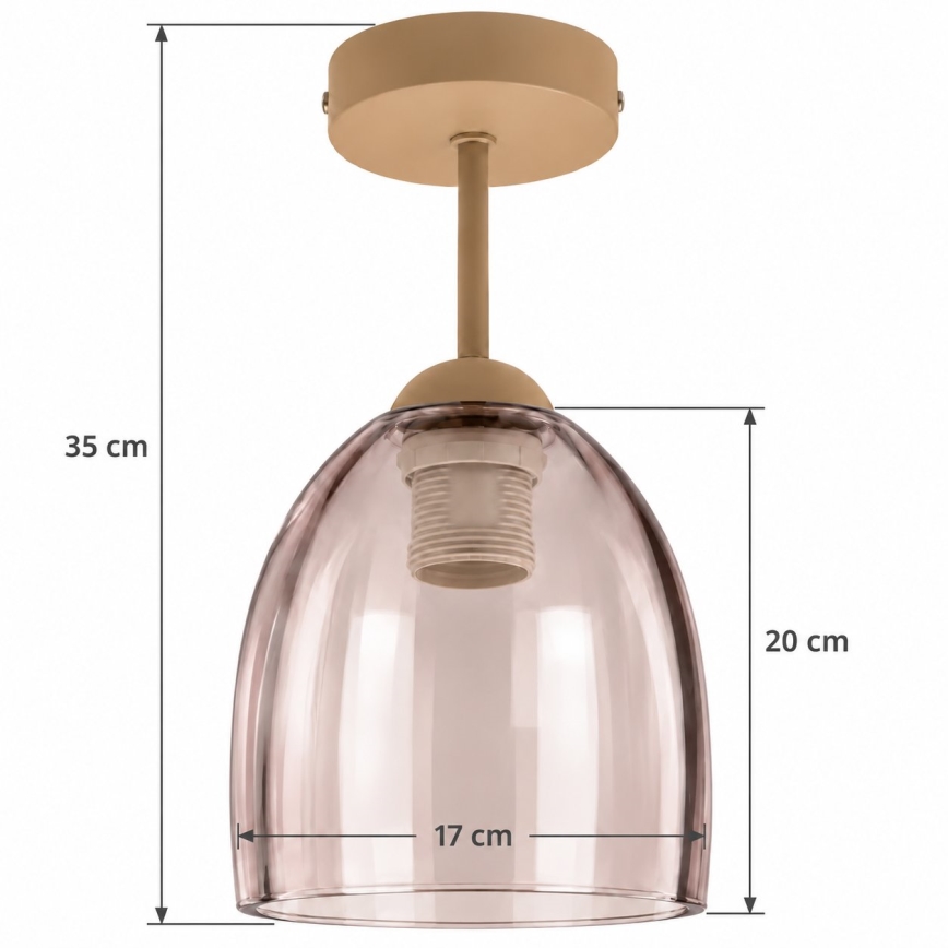 BRILAGI - LED Pritvirtinamas lubų šviestuvas RETRO GLASS 1xE27/60W/230V skers. 17 cm smėlinė/dūminė smėlinė