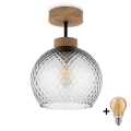 BRILAGI - LED prigludusi liustra RETRO GLASS 1xE27/60W/230V skersmuo 18 cm ąžuolas/dūminė pilka