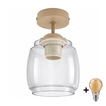 BRILAGI - LED prigludusi liustra RETRO GLASS 1xE27/60W/230V skersmuo 26 cm smėlinė/dūminė pilka