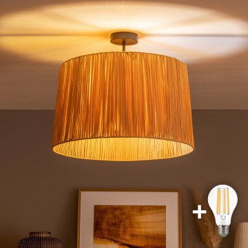 Brilagi - LED priglundantis lubų šviestuvas CERIA BOHO 1xE27/60W/230V skersmuo 50 cm juoda/rafija