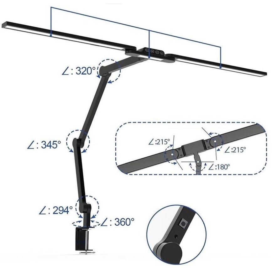 Brilagi - LED šviesos reguliavimas jutiklinė lankstus Stalinis šviestuvas VARIO LED/24W/230V 3000-6500K CRI 92 juoda