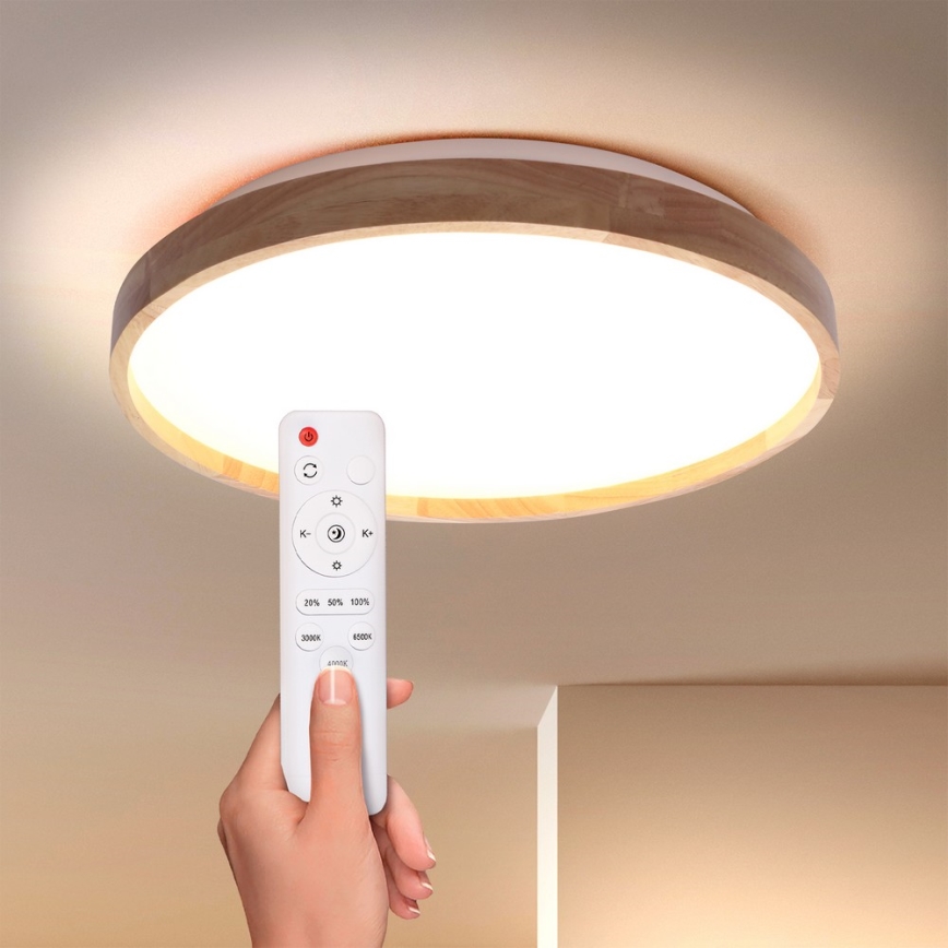 Brilagi - LED Pritemdomas lubinis šviestuvas ALSON LED/48W/230V 3000-6500K ąžuolas diametras 39,5 cm + nuotolinio valdymo pultas