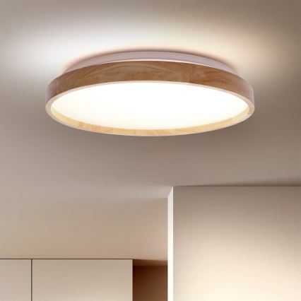 Brilagi - LED Pritemdomas lubinis šviestuvas ALSON LED/48W/230V 3000-6500K ąžuolas diametras 39,5 cm + nuotolinio valdymo pultas