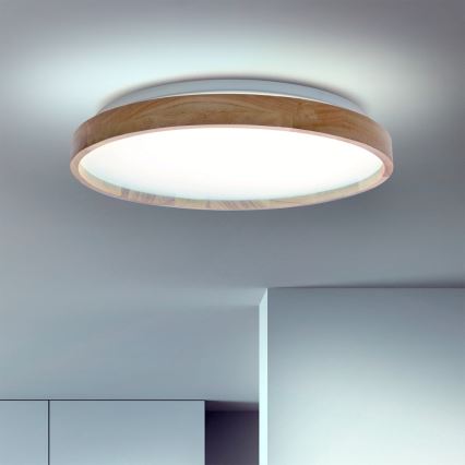 Brilagi - LED Pritemdomas lubinis šviestuvas ALSON LED/48W/230V 3000-6500K ąžuolas diametras 39,5 cm + nuotolinio valdymo pultas