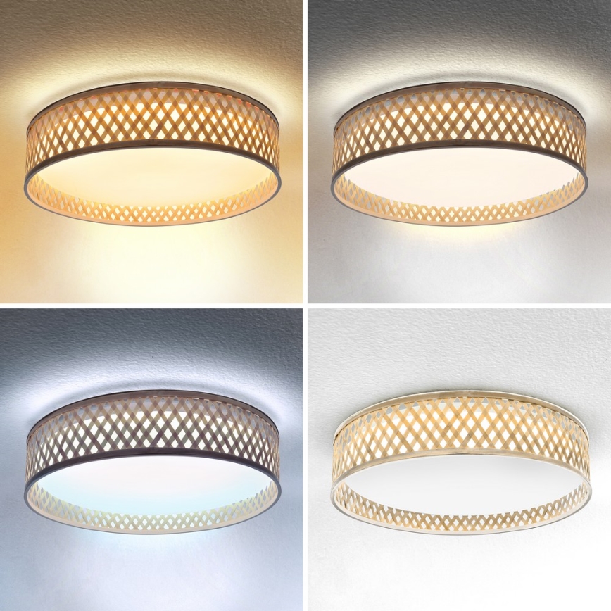 Brilagi - LED Pritemdomas lubinis šviestuvas CAMILA LED/48W/230V 3000-6500K bambukas diametras 40 cm + nuotolinio valdymo pultas