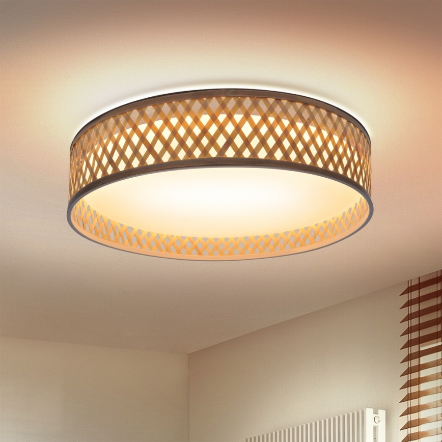 Brilagi - LED Pritemdomas lubinis šviestuvas CAMILA LED/48W/230V 3000-6500K bambukas diametras 40 cm + nuotolinio valdymo pultas