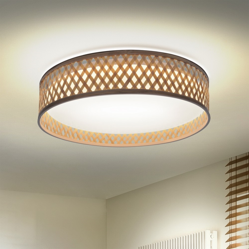 Brilagi - LED Pritemdomas lubinis šviestuvas CAMILA LED/48W/230V 3000-6500K bambukas diametras 40 cm + nuotolinio valdymo pultas