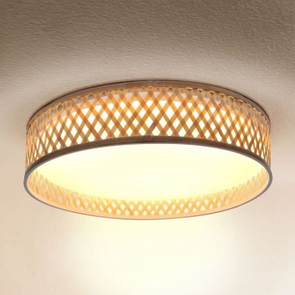Brilagi - LED Pritemdomas lubinis šviestuvas CAMILA LED/48W/230V 3000-6500K bambukas diametras 40 cm + nuotolinio valdymo pultas