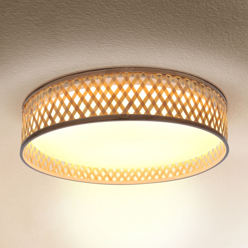 Brilagi - LED Pritemdomas lubinis šviestuvas CAMILA LED/48W/230V 3000-6500K bambukas diametras 40 cm + nuotolinio valdymo pultas