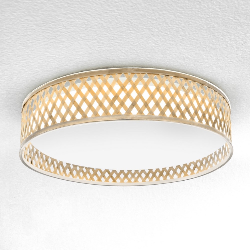 Brilagi - LED Pritemdomas lubinis šviestuvas CAMILA LED/48W/230V 3000-6500K bambukas diametras 40 cm + nuotolinio valdymo pultas