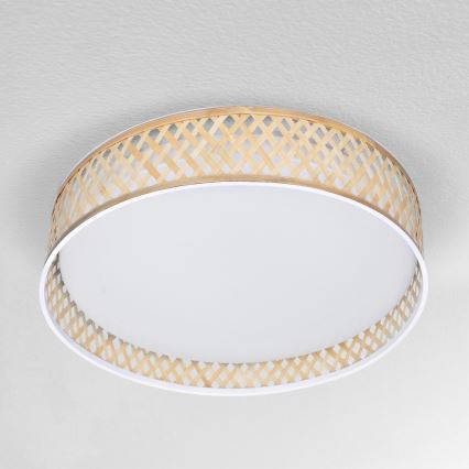 Brilagi - LED Pritemdomas lubinis šviestuvas CAMILA LED/48W/230V 3000-6500K bambukas diametras 40 cm + nuotolinio valdymo pultas