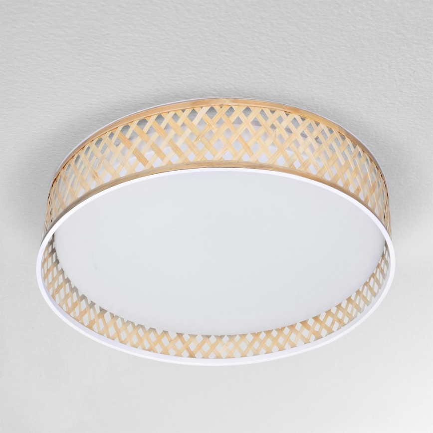 Brilagi - LED Pritemdomas lubinis šviestuvas CAMILA LED/48W/230V 3000-6500K bambukas diametras 40 cm + nuotolinio valdymo pultas