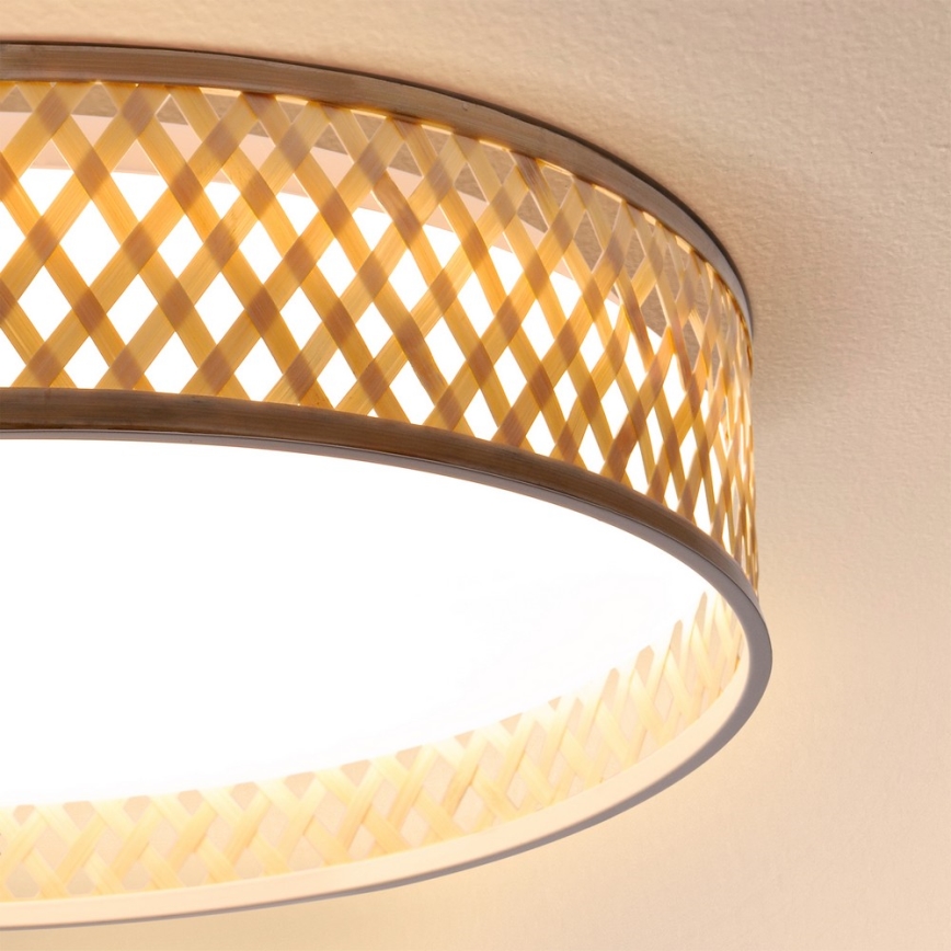 Brilagi - LED Pritemdomas lubinis šviestuvas CAMILA LED/48W/230V 3000-6500K bambukas diametras 40 cm + nuotolinio valdymo pultas