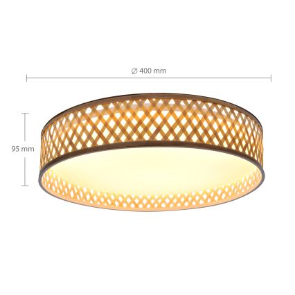 Brilagi - LED Pritemdomas lubinis šviestuvas CAMILA LED/48W/230V 3000-6500K bambukas diametras 40 cm + nuotolinio valdymo pultas