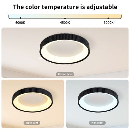 Brilagi - LED reguliuojamas lubinis šviestuvas FALCON MODERN LED/30W/230V 3000-6500K skers. 40 cm juodas + su nuotoliniu valdymu