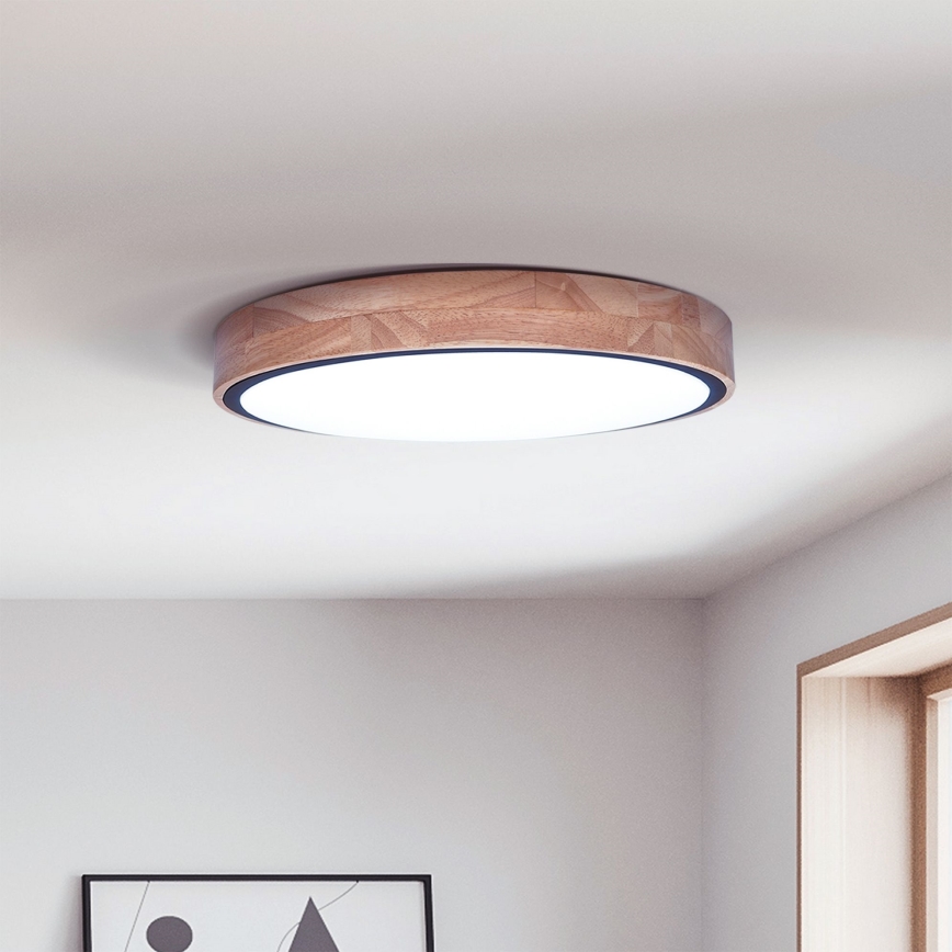 Brilagi - LED Pritemdomas lubinis šviestuvas GLORIA LED/48W/230V 3000-6500K ąžuolas diametras 40 cm + nuotolinio valdymo pultas