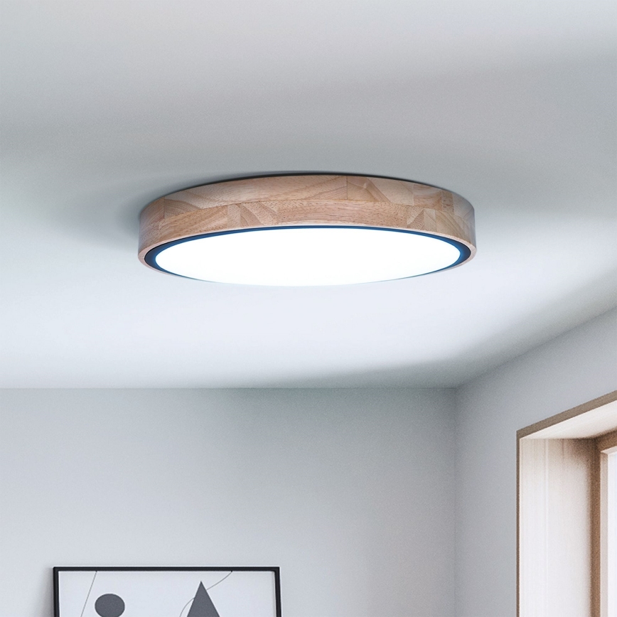 Brilagi - LED Pritemdomas lubinis šviestuvas GLORIA LED/48W/230V 3000-6500K ąžuolas diametras 40 cm + nuotolinio valdymo pultas