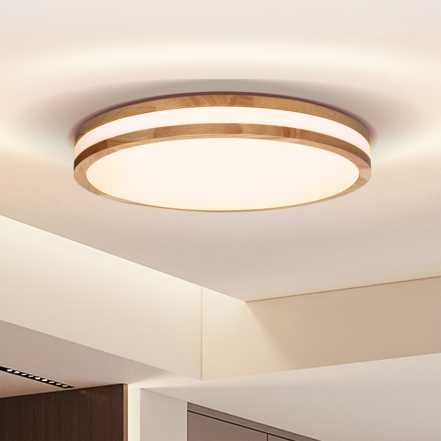 Brilagi - LED Pritemdomas lubinis šviestuvas MOLINA LED/48W/230V 3000-6500K ąžuolas diametras 38 cm + nuotolinio valdymo pultas
