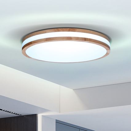 Brilagi - LED Pritemdomas lubinis šviestuvas MOLINA LED/48W/230V 3000-6500K ąžuolas diametras 38 cm + nuotolinio valdymo pultas