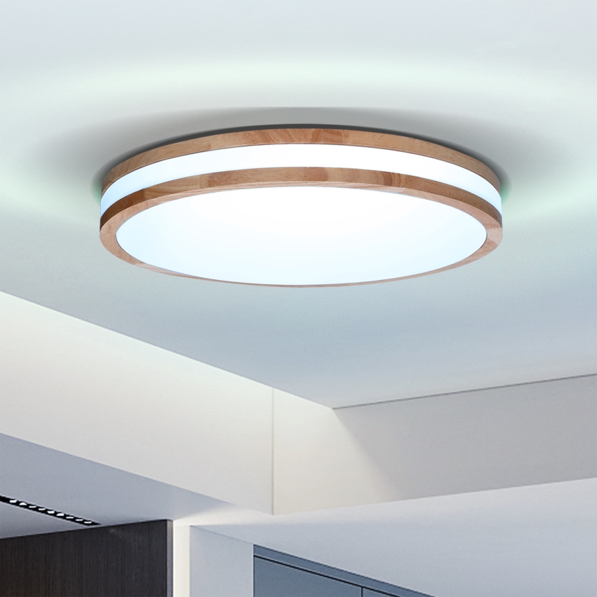Brilagi - LED Pritemdomas lubinis šviestuvas MOLINA LED/48W/230V 3000-6500K ąžuolas diametras 38 cm + nuotolinio valdymo pultas