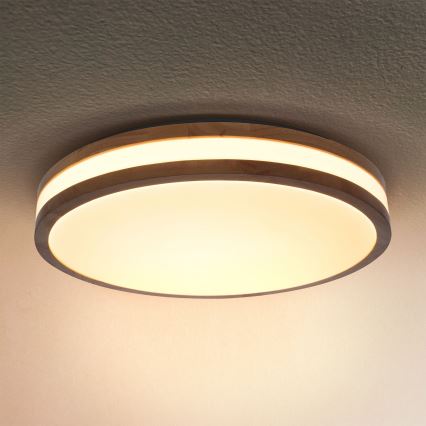 Brilagi - LED Pritemdomas lubinis šviestuvas MOLINA LED/48W/230V 3000-6500K ąžuolas diametras 38 cm + nuotolinio valdymo pultas