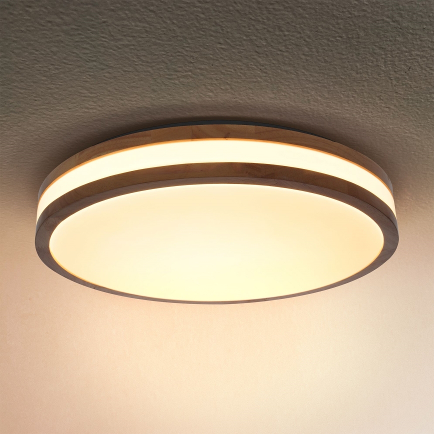 Brilagi - LED Pritemdomas lubinis šviestuvas MOLINA LED/48W/230V 3000-6500K ąžuolas diametras 38 cm + nuotolinio valdymo pultas