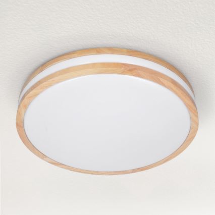 Brilagi - LED Pritemdomas lubinis šviestuvas MOLINA LED/48W/230V 3000-6500K ąžuolas diametras 38 cm + nuotolinio valdymo pultas