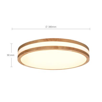Brilagi - LED Pritemdomas lubinis šviestuvas MOLINA LED/48W/230V 3000-6500K ąžuolas diametras 38 cm + nuotolinio valdymo pultas