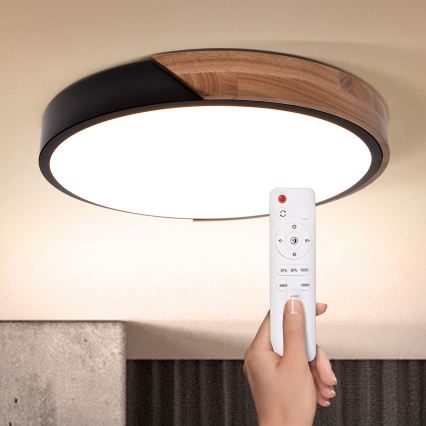 Brilagi - LED Pritemdomas lubinis šviestuvas PILANA LED/48W/230V 3000-6500K ąžuolas diametras 40 cm + nuotolinio valdymo pultas