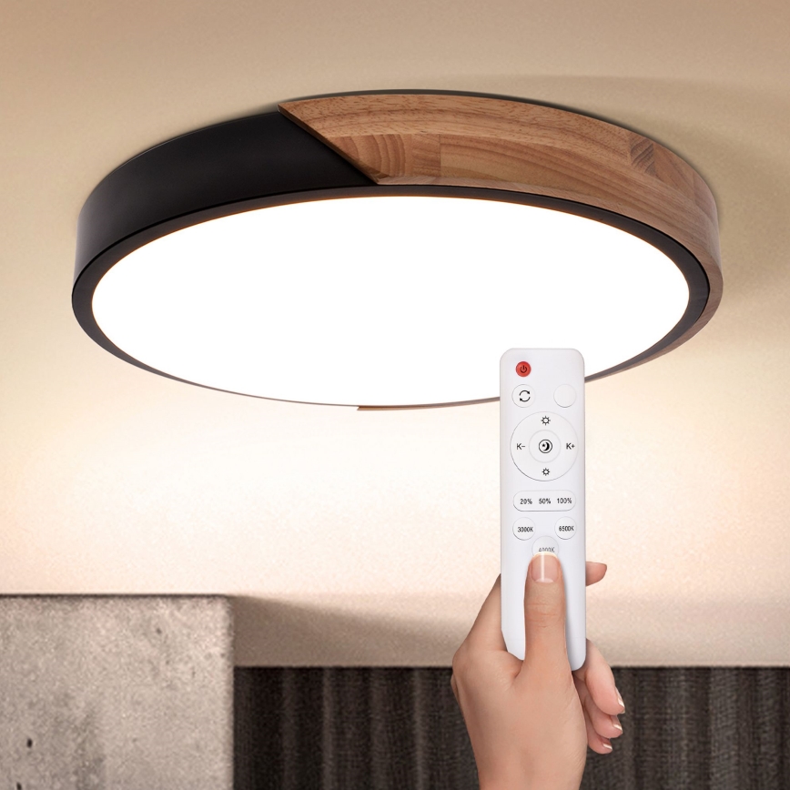 Brilagi - LED Pritemdomas lubinis šviestuvas PILANA LED/48W/230V 3000-6500K ąžuolas diametras 40 cm + nuotolinio valdymo pultas