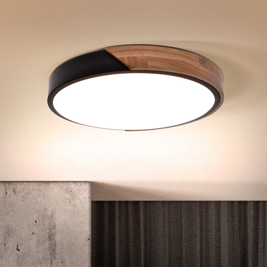 Brilagi - LED Pritemdomas lubinis šviestuvas PILANA LED/48W/230V 3000-6500K ąžuolas diametras 40 cm + nuotolinio valdymo pultas