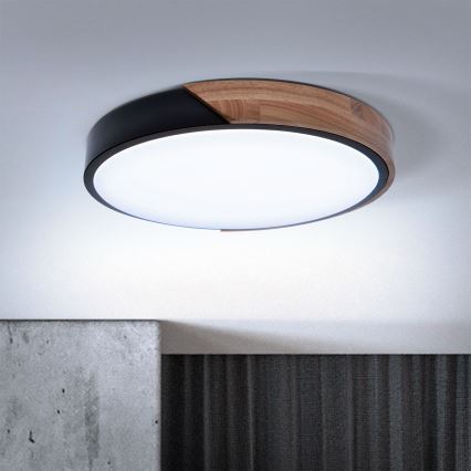 Brilagi - LED Pritemdomas lubinis šviestuvas PILANA LED/48W/230V 3000-6500K ąžuolas diametras 40 cm + nuotolinio valdymo pultas