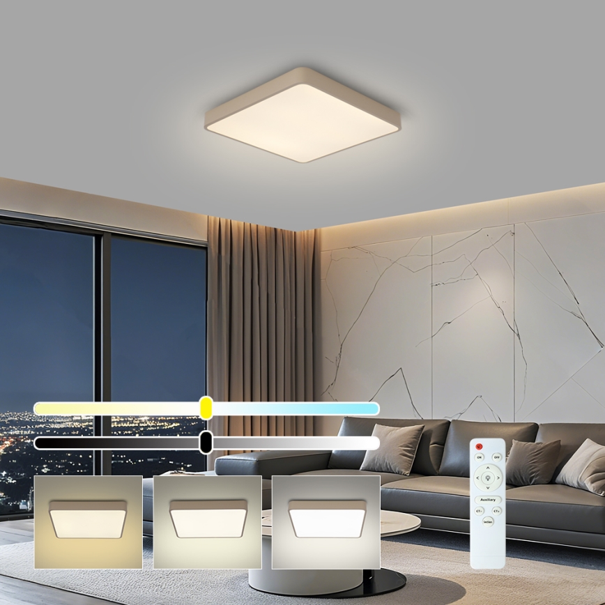 BRILAGI - dimeriuojamas LED lubų šviestuvas POOL SQUARE LED/36W/230V 3000-6000K 40x40 cm smėlio spalvos + nuotolinis valdymas