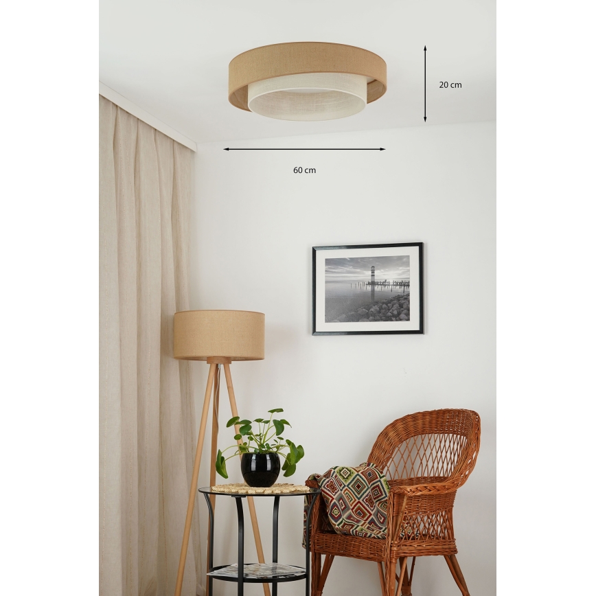 Brilagi - LED Pritemdomas lubinis šviestuvas SHINE LED/24W/230V diametras 60 cm 3000/4000/6500K smėlio spalva/kreminė + nuotolinio valdymo pultas