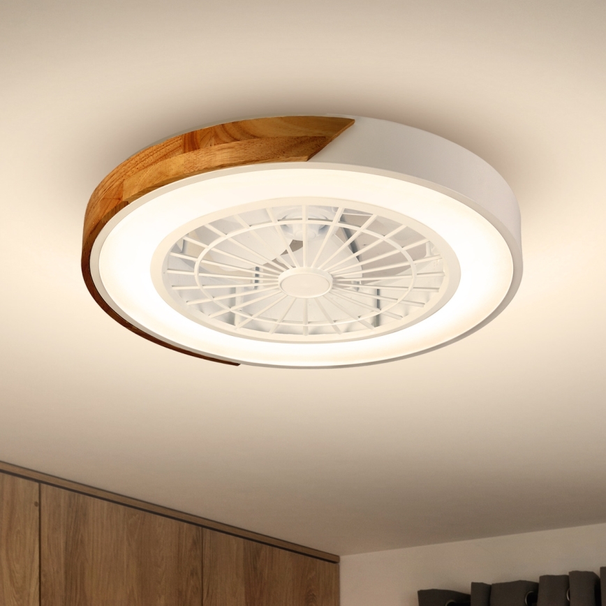 Brilagi - LED Pritemdomas lubinis šviestuvas su ventiliatoriumi LED/30W/230V 3000-6500K balta/ąžuolas + nuotolinio valdymo pultas