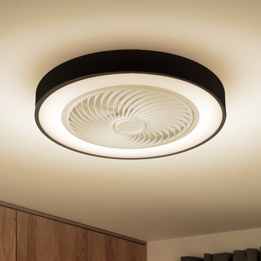 Brilagi - LED Pritemdomas lubinis šviestuvas su ventiliatoriumi LED/30W/230V 3000-6500K juoda + nuotolinio valdymo pultas