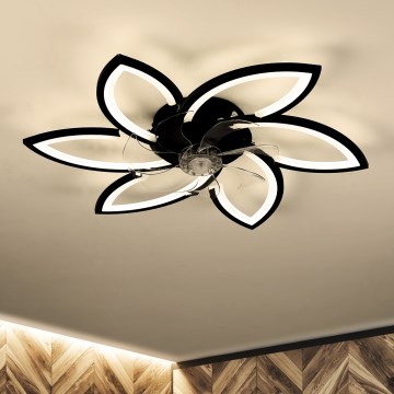 Brilagi - LED Pritemdomas lubinis šviestuvas su ventiliatoriumi LED/50W/230V 3000-6500K juoda + nuotolinio valdymo pultas