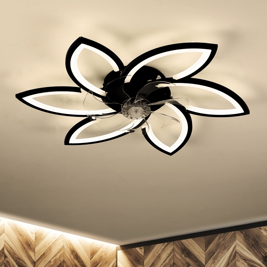 Brilagi - LED Pritemdomas lubinis šviestuvas su ventiliatoriumi LED/50W/230V 3000-6500K juoda + nuotolinio valdymo pultas
