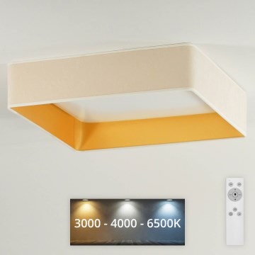 Brilagi - LED Pritemdomas lubinis šviestuvas VELVET SQUARE LED/24W/230V 3000/4000/6500K + nuotolinio valdymo pultas kreminė