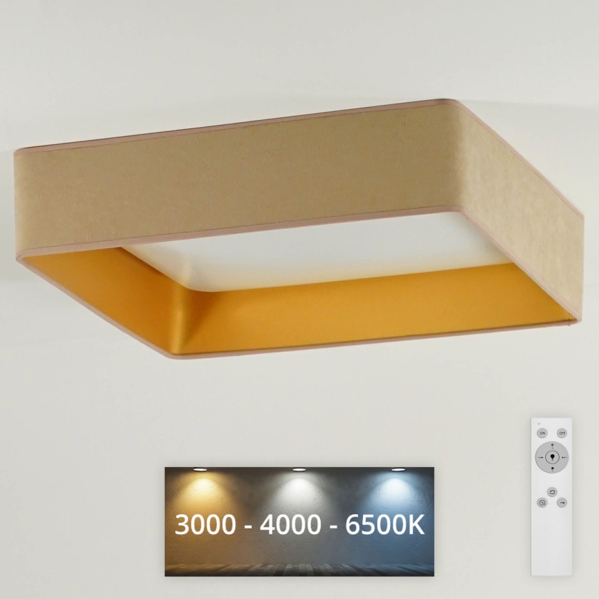 Brilagi - LED Pritemdomas lubinis šviestuvas VELVET SQUARE LED/24W/230V 3000/4000/6500K + nuotolinio valdymo pultas smėlio spalva