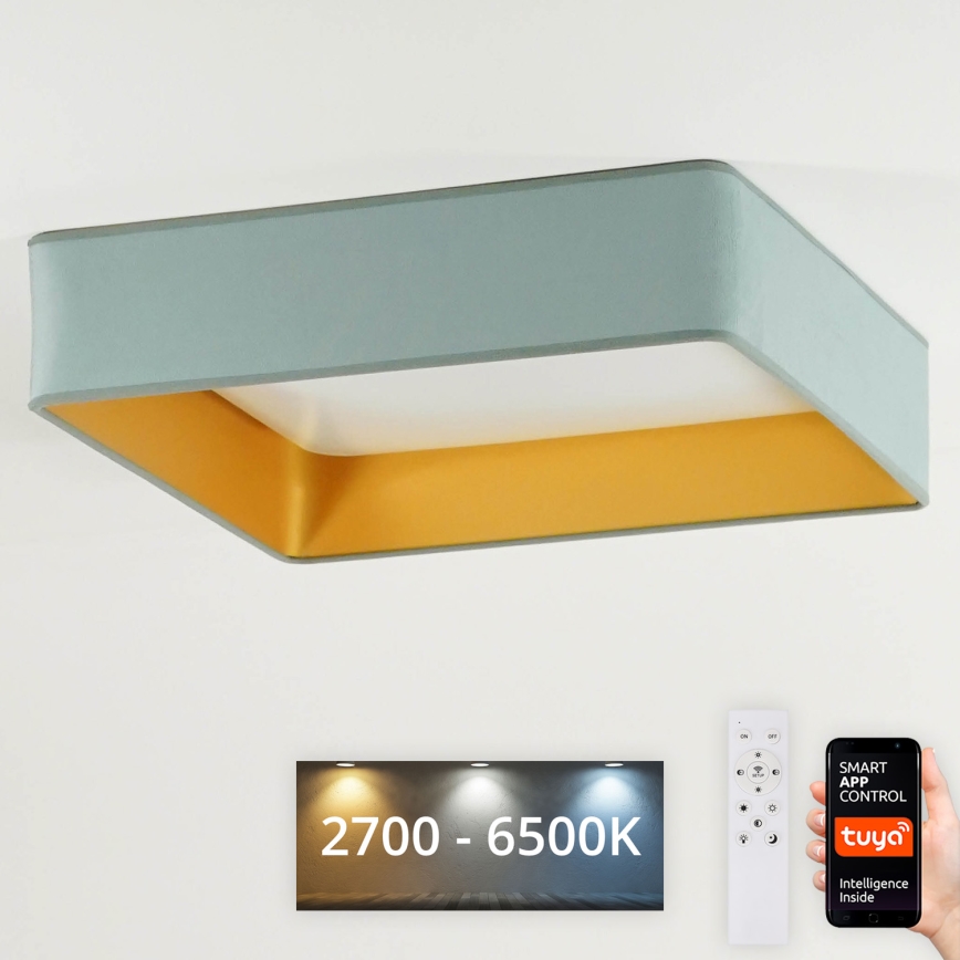 Brilagi - LED Pritemdomas lubinis šviestuvas VELVET SQUARE SMART LED/36W/230V 2700-6500K Wi-Fi Tuya + nuotolinio valdymo pultas Mėtinė