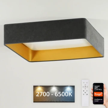 Brilagi - LED Pritemdomas lubinis šviestuvas VELVET SQUARE SMART LED/36W/230V 2700-6500K Wi-Fi Tuya + nuotolinio valdymo pultas pilka