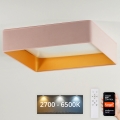 Brilagi - LED Pritemdomas lubinis šviestuvas VELVET SQUARE SMART LED/36W/230V 2700-6500K Wi-Fi Tuya + nuotolinio valdymo pultas rausva