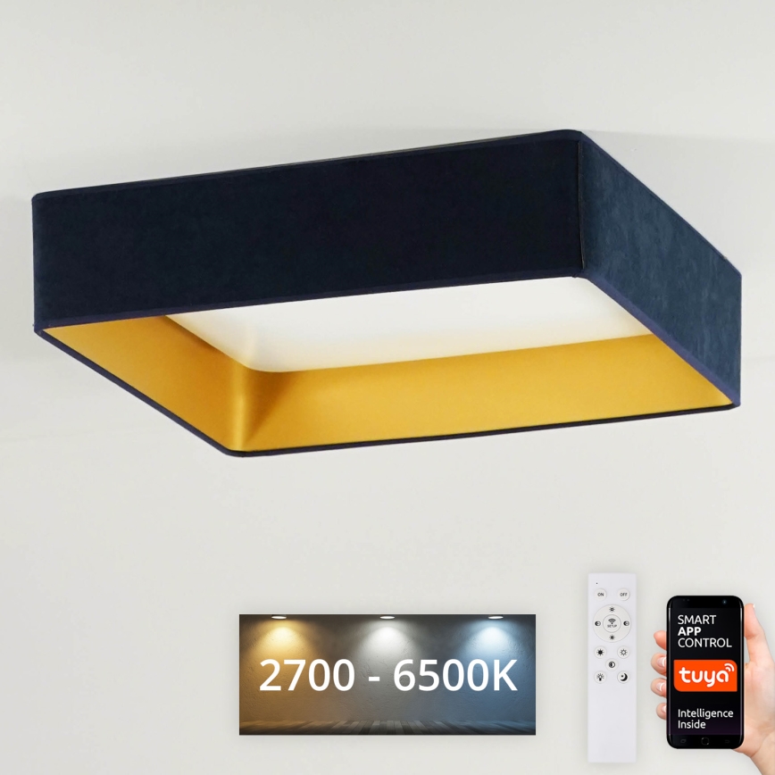 Brilagi - LED Pritemdomas lubinis šviestuvas VELVET SQUARE SMART LED/36W/230V 2700-6500K Wi-Fi Tuya + nuotolinio valdymo pultas tamsiai mėlyna