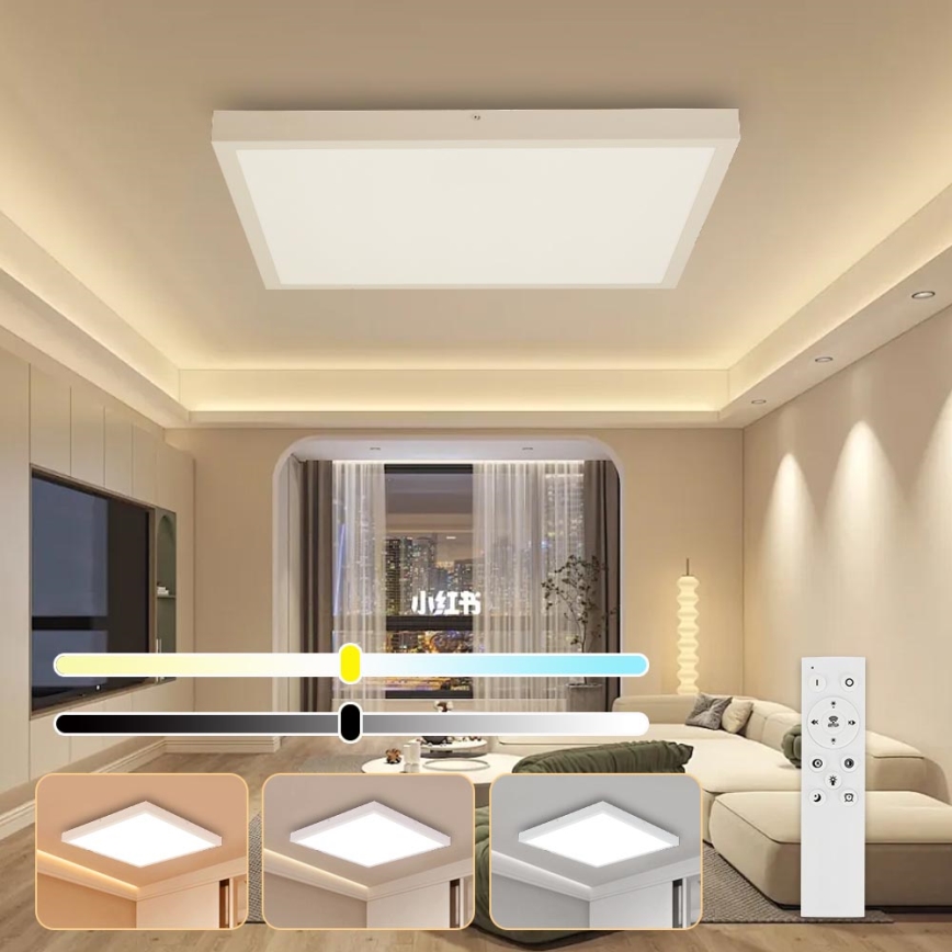 Brilagi - LED pritemdomas lubinis vonios šviestuvas FRAME SMART LED/50W/230V 60x60 cm 3000-6000K IP44 balta + nuotolinio valdymo pultas
