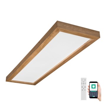 Brilagi - LED pritemdomas lubinis vonios šviestuvas WOODY FRAME LED/50W/230V ąžuolas 120x30 cm 3000-6000K IP44 + nuotolinio valdymo pultas
