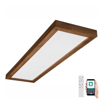 Brilagi - LED pritemdomas lubinis vonios šviestuvas WOODY FRAME LED/50W/230V ąžuolas vyšnia 120x30 cm 3000-6000K IP44 + nuotolinio valdymo pultas
