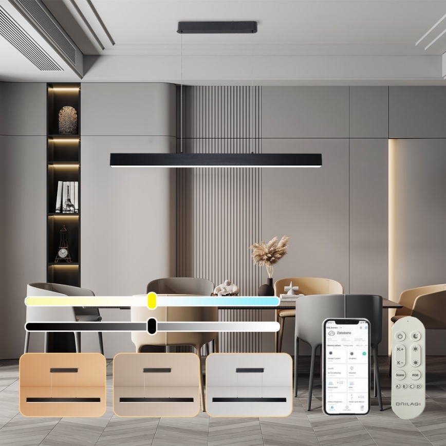 Brilagi - LED Reguliuojamas pakabinamas sietynas SLEEKLINE SMART LED/40W/230V 3000-6000K Wi-Fi Tuya juoda + nuotolinio valdymo pultas