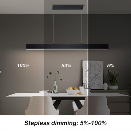 Brilagi - LED Reguliuojamas pakabinamas sietynas SLEEKLINE SMART LED/40W/230V 3000-6000K Wi-Fi Tuya juoda + nuotolinio valdymo pultas